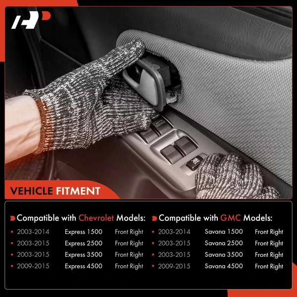 Gray Front Right Interior Door Handle for Chevy Express 1500 2500 3500 4500 GMC