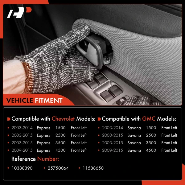 Gray Front Left Interior Door Handle for Chevy Express 1500 2500 3500 4500 GMC