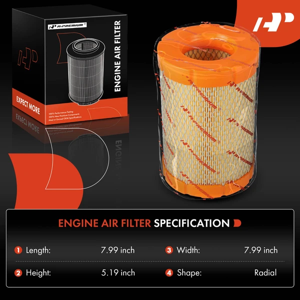 Engine Air Filter for Dodge Caliber 2008-2009 L4 2.4L Turbocharged Radial Seal