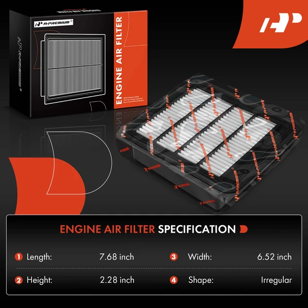 2 Pcs Engine Air Filter for Nissan GT-R 09-21 V6 3.8L Rigid Panel