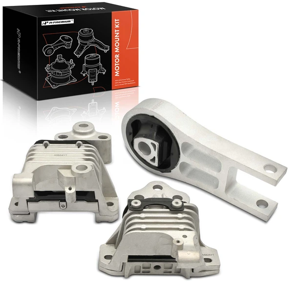 2014-2017 Jeep Cherokee 3-Pc Engine Mount and Transmission Mount Kit Front & Rear A-Premium APEM414