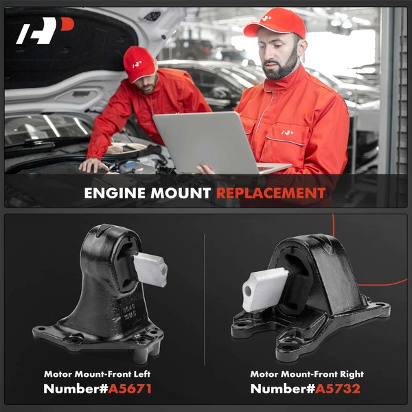 2-Pc Motor Mount, Front Left & Right, A-Premium APEM425