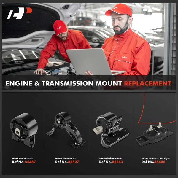 4-Pc Motor Mount + Transmission Mount, Front & Rear, A-Premium APEM377