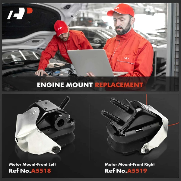 2-Pc Motor Mount, Front Left & Right, A-Premium APEM460