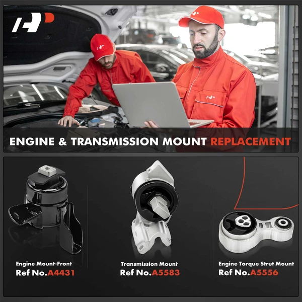 3-Pc Engine Mount + Transmission Mount + Engine Torque Strut Mount, Front, A-Premium APEM465