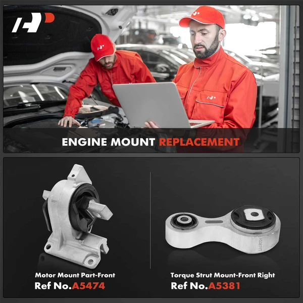 2-Pc Transmission Mount + Torque Strut Mount, Front, A-Premium APEM434