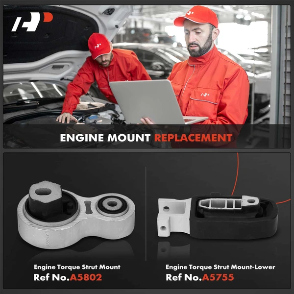 2-Pc Engine Torque Strut Mount, Lower, A-Premium APEM441