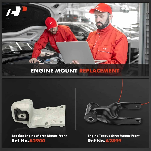 4-Pc Bracket Engine Motor Mount + Engine Torque Strut Mount, Front, A-Premium APEM535