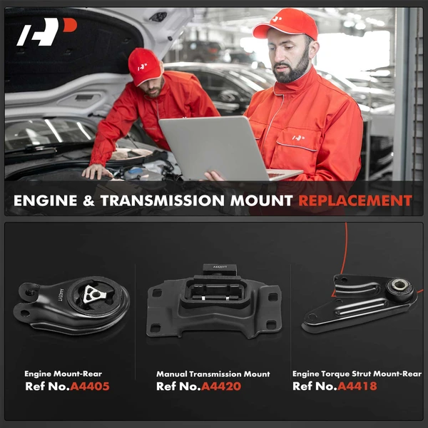 3-Pc Engine Mount + Manual Transmission Mount + Engine Torque Strut Mount, Rear, A-Premium APEM737