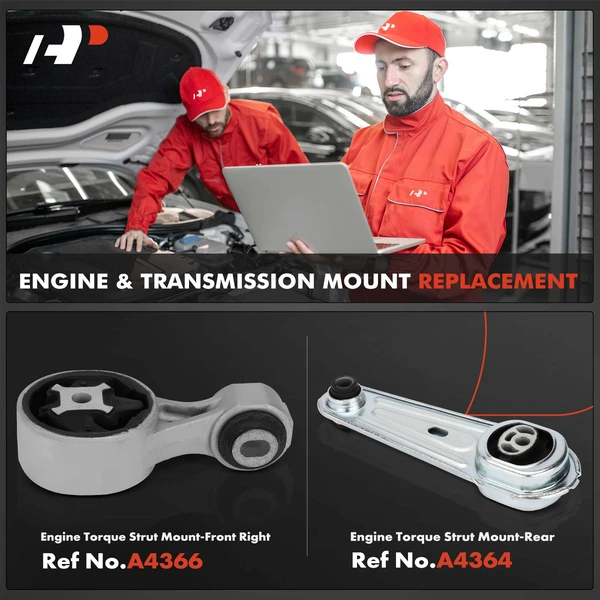 2-Pc Engine Torque Strut Mount Front Right & Rear A-Premium APEM826