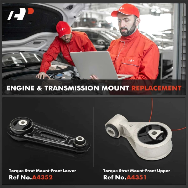 2-Pc Torque Strut Mount, Front Upper & Lower, A-Premium APEM832