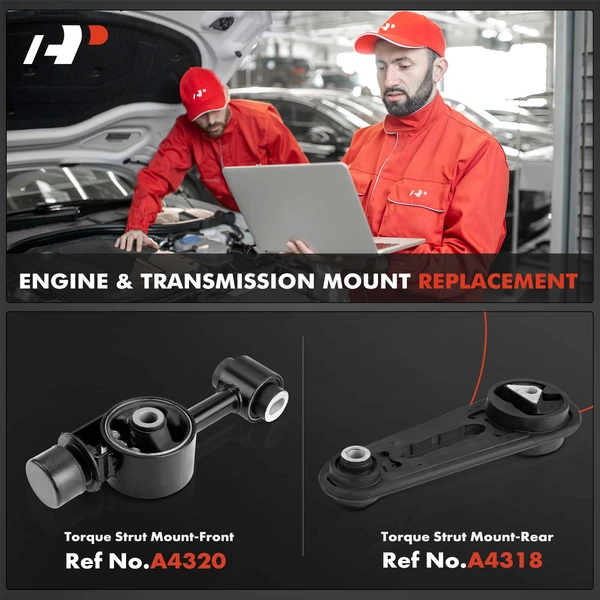 2-Pc Torque Strut Mount, Front & Rear, A-Premium APEM810