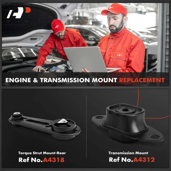 2-Pc Transmission Mount + Torque Strut Mount, Rear, A-Premium APEM811