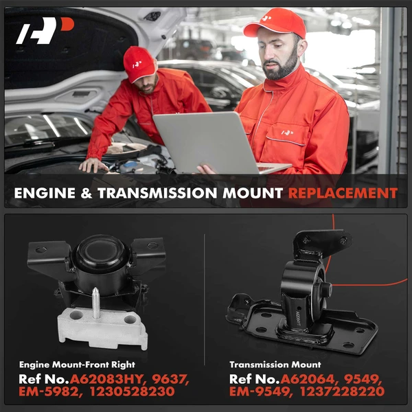 2-Pc Engine Mount and Transmission Mount Kit Front Right A-Premium APEM897