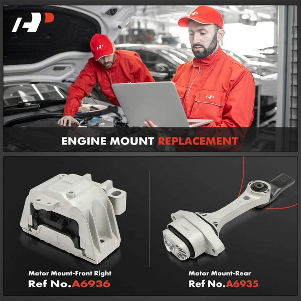 2-Pc Motor Mount, Front Right & Rear, A-Premium APEM951