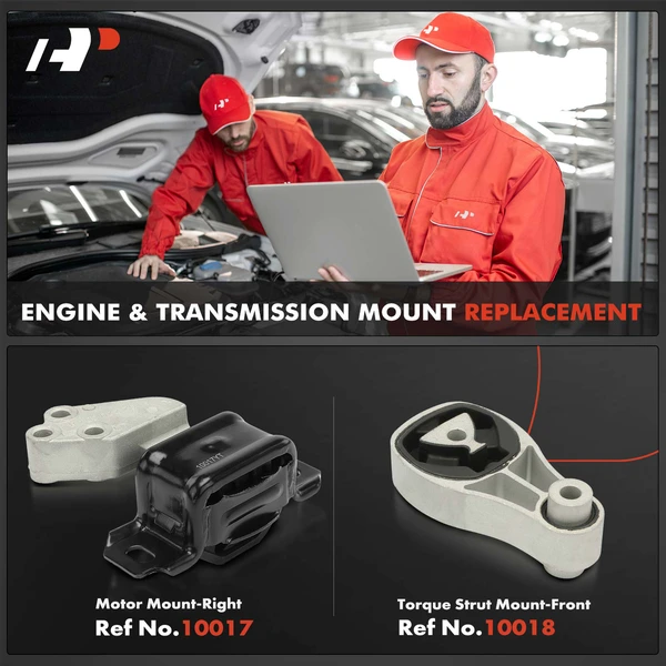 2-Pc Motor Mount + Torque Strut Mount, Front & Right, A-Premium APEM971