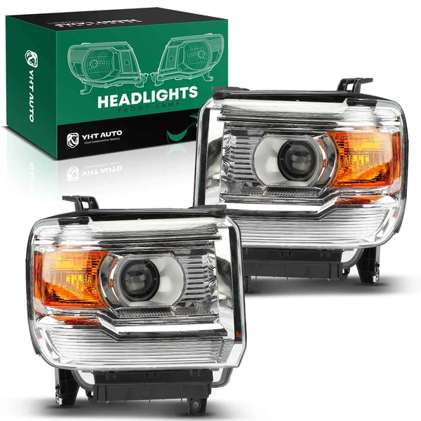 Front Halogen Headlight Lamp Assembly HIR2 9012 for GMC Sierra 1500 14-15 2500HD 15-19