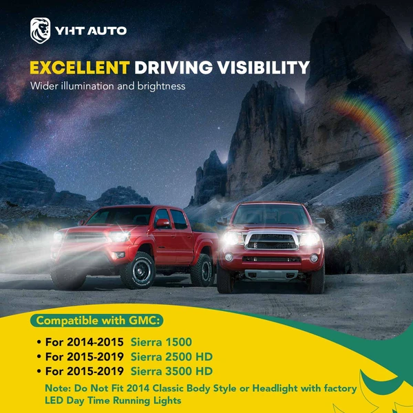 Front Halogen Headlight Lamp Assembly HIR2 9012 for GMC Sierra 1500 14-15 2500HD 15-19