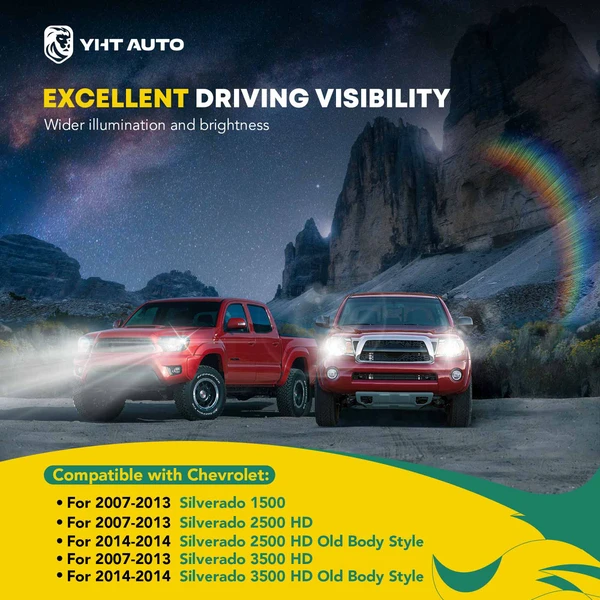 Front Halogen Headlights Assembly H11 HB3 without Bulb for 2007-2013 Chevrolet Silverado 1500