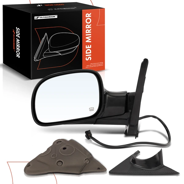 Left Driver Side Mirror, with Heating, Power Adjustment, Manual Folding, Primed Black A-Premium APMI221