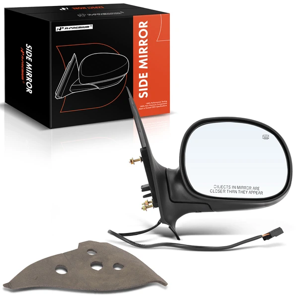 Right Passenger Side Mirror, with Heating, Power Adjustment, Manual Folding, Black A-Premium APMI252