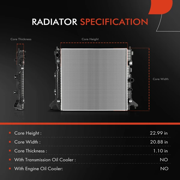 Aluminum Radiator without Oil Cooler for Cadillac CT4 CT5 2020-2023 L4 2.0L