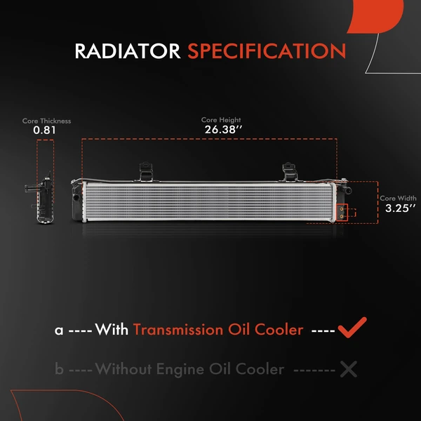 Aluminum Radiator without Oil Cooler for Lexus RX450h 2010-2015 V6 3.5L