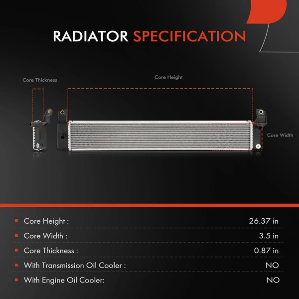 Inverter Cooler Aluminum Radiator with Transmission Oil Cooler for Toyota Camry 12-17 2.5L