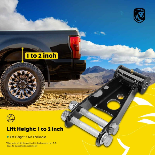 1-inch to 2-inch Rear Drop Shackles Lowering Kit for 1999-2019 GMC Sierra 1500