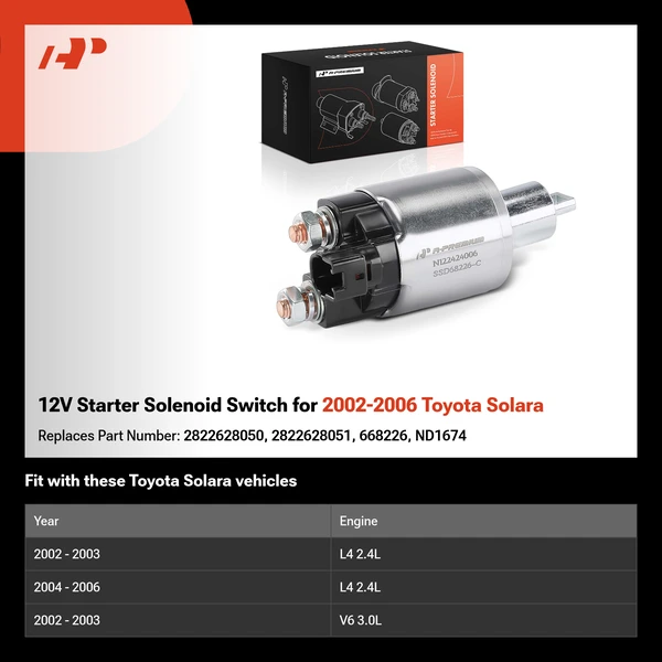 12V Starter Solenoid Switch for 2002-2006 Toyota Solara