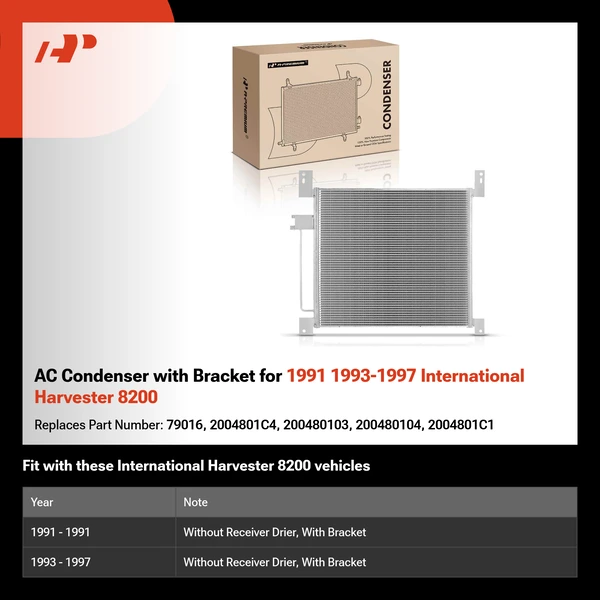 AC Condenser with Bracket for 1991 1993-1997 International Harvester 8200