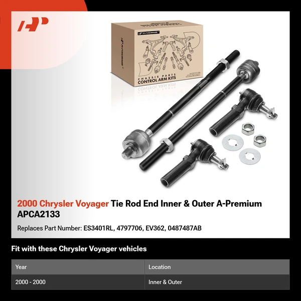 2000 Chrysler Voyager Tie Rod End Inner & Outer A-Premium APCA2133