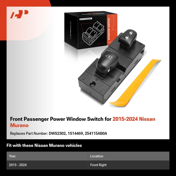 Front Passenger Power Window Switch for 2015-2024 Nissan Murano