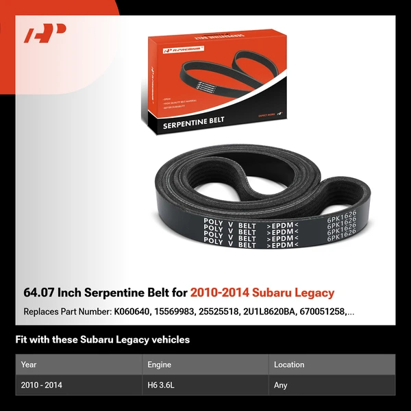 64.07 Inch Serpentine Belt for 2010-2014 Subaru Legacy