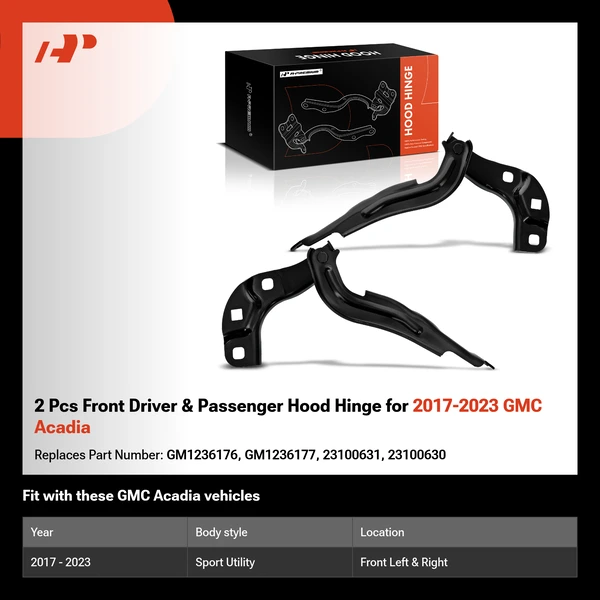 2 Pcs Front Driver & Passenger Hood Hinge for 2017-2023 GMC Acadia