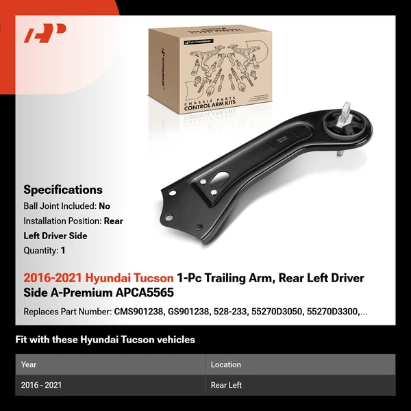 2016-2021 Hyundai Tucson 1-Pc Trailing Arm, Rear Left Driver Side A-Premium APCA5565