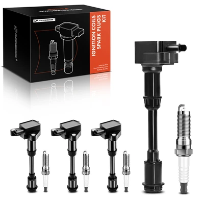 4 Pcs Black Ignition Coil & 4 Pcs IRIDIUM Spark Plug Kit