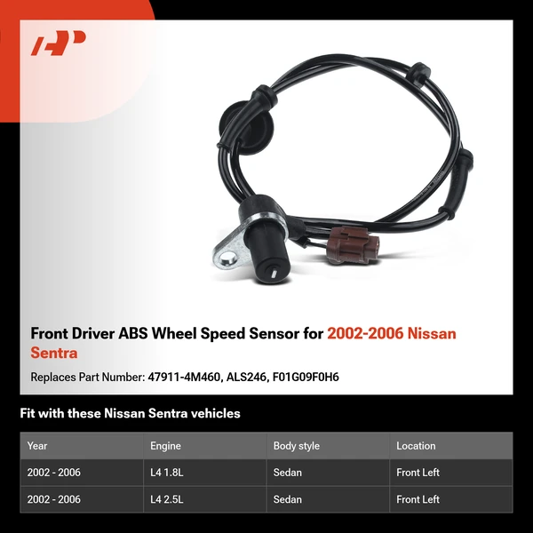 Front Driver ABS Wheel Speed Sensor for 2002-2006 Nissan Sentra