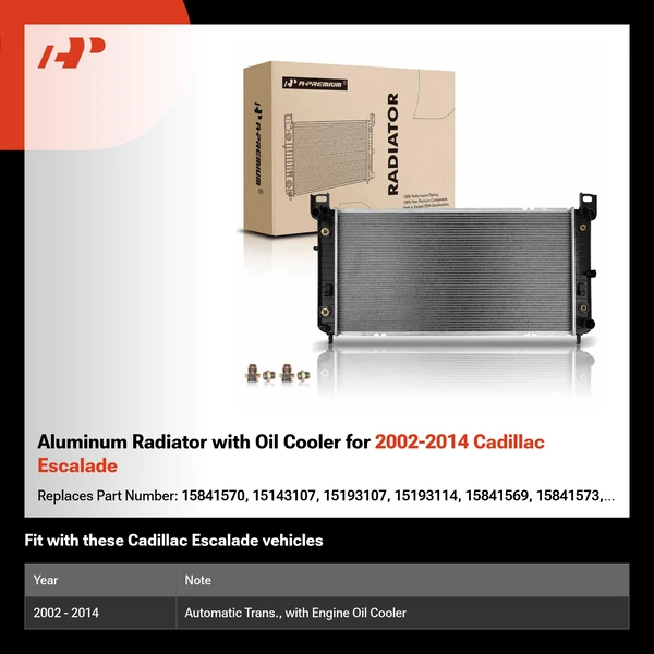 Aluminum Radiator with Oil Cooler for 2002-2014 Cadillac Escalade