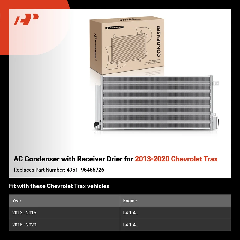 AC Condenser with Receiver Drier for 2013-2020 Chevrolet Trax