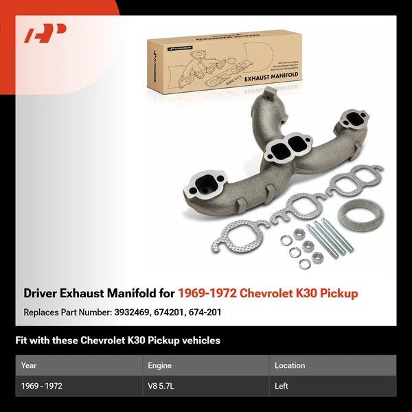 Driver Exhaust Manifold for 1969-1972 Chevrolet K30 Pickup