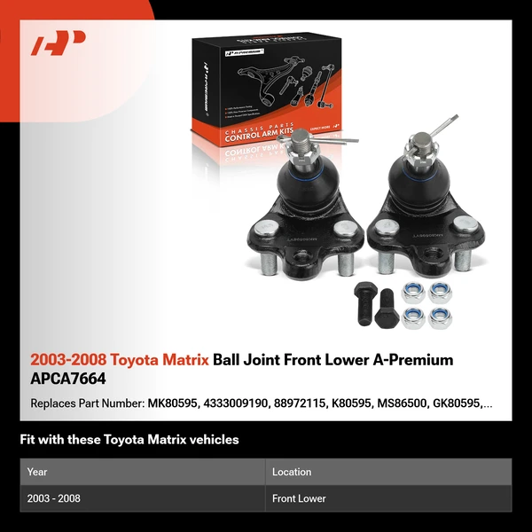 2003-2008 Toyota Matrix Ball Joint Front Lower A-Premium APCA7664