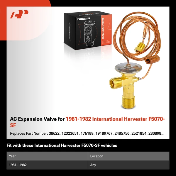 AC Expansion Valve for 1981-1982 International Harvester F5070-SF