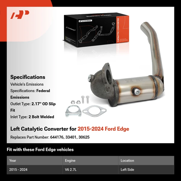 Left Catalytic Converter for 2015-2024 Ford Edge