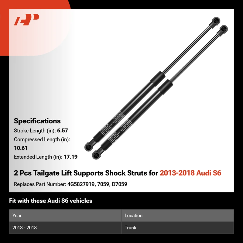 2 Pcs Tailgate Lift Supports Shock Struts for 2013-2018 Audi S6