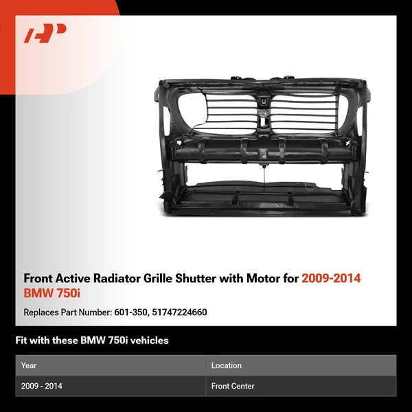 Front Active Radiator Grille Shutter with Motor for 2009-2014 BMW 750i
