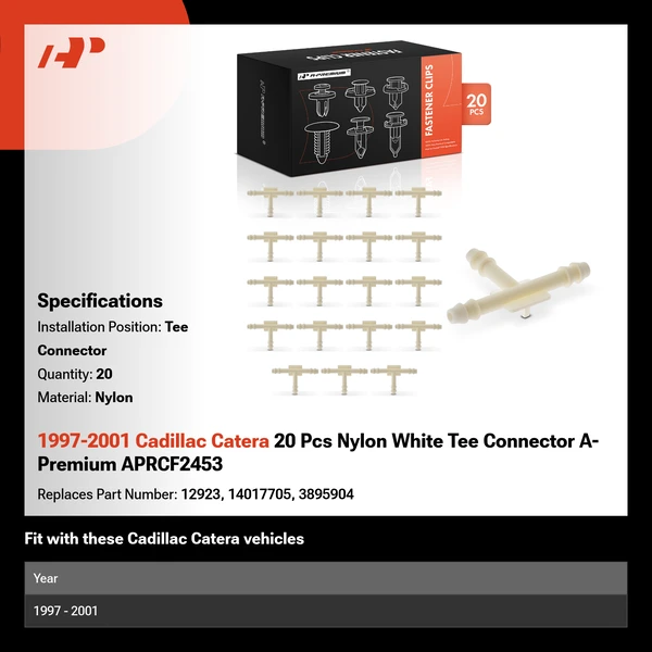 1997-2001 Cadillac Catera 20 Pcs Nylon White Tee Connector A-Premium APRCF2453