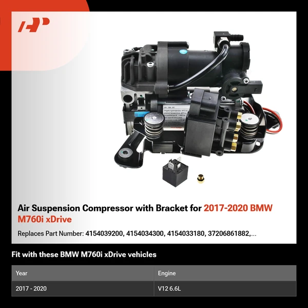 Air Suspension Compressor with Bracket for 2017-2020 BMW M760i xDrive