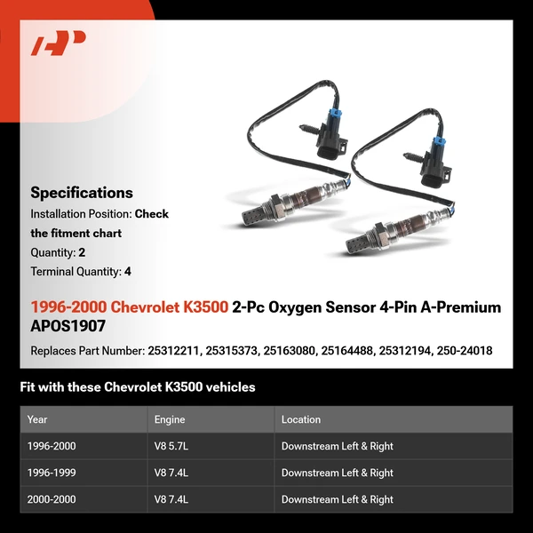 1996-2000 Chevrolet K3500 2-Pc Oxygen Sensor 4-Pin A-Premium APOS1907