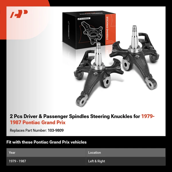 2 Pcs Driver & Passenger Spindles Steering Knuckles for 1979-1987 Pontiac Grand Prix